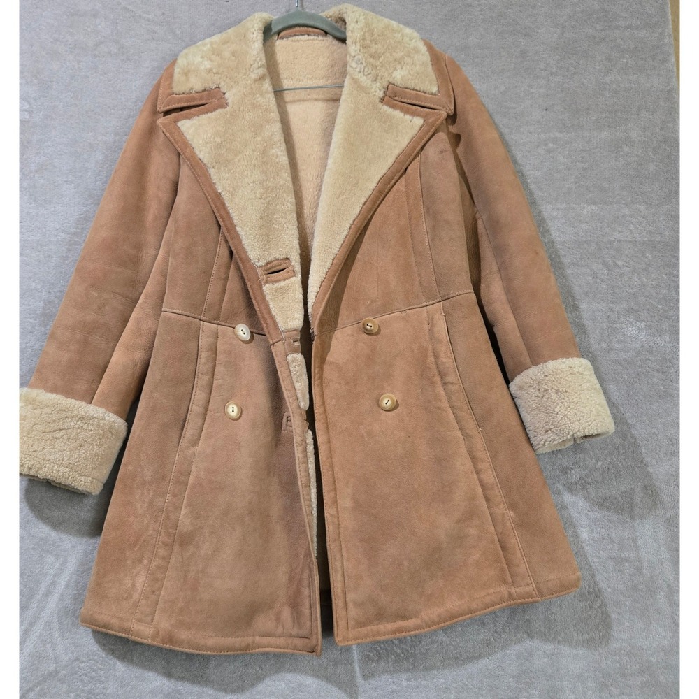Vtg Sawyer of Napa Californian Suede Coat 10 Shearling Boho Western 70s Indie